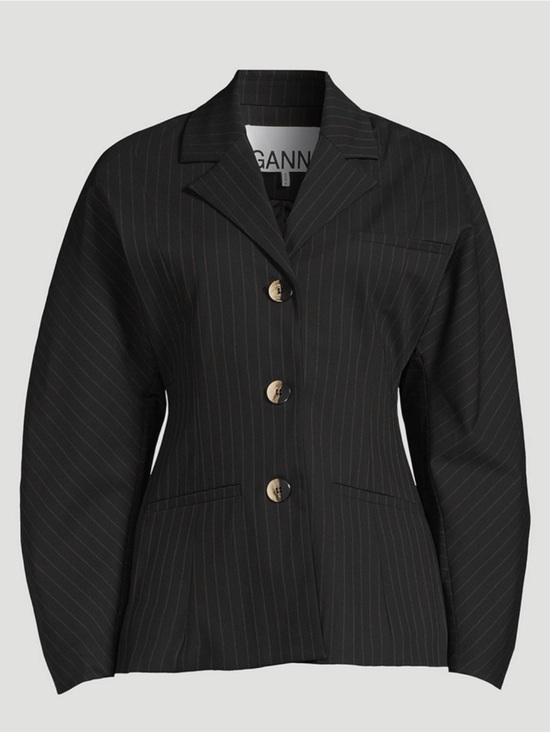 Ganni Jackets & Blazers - Ganni Black Pinstripe Blazer with Gold-Tone Buttons